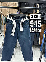 Підліткові стильні сині джинси-баггі 134 і 158 см на гумці для хлопчика, дитячі широкі джинсові штани Baggy 9 і 13 років