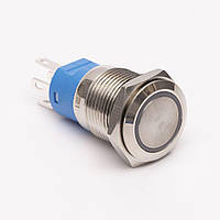 Кнопка нажимная металева KHM-16-FJ-E 220V 1NO1NC з фіксацією червона