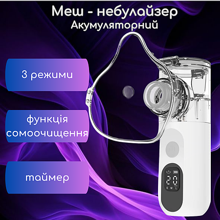 Ультразвуковий небулайзер Swan KS 015 портативний меш інгалятор акумуляторний тихий для дітей і дорослих карманний білий, фото 1