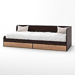 Односпальне ліжко з ящиками Еверест Соната-800 80х190 см венге темне + дуб крафт золотий (DTM-2107)