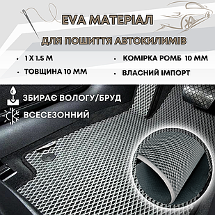 EVA матеріал для автокилимків 1х1,5м 10мм (комірка ромб) темно сірий