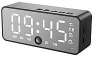 Міні колонка Bluetooth з годинником та будильником Kimiso K12 3 Вт Чорна, фото 9