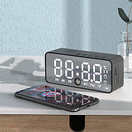 Міні колонка Bluetooth з годинником та будильником Kimiso K12 3 Вт Чорна, фото 7