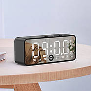 Міні колонка Bluetooth з годинником та будильником Kimiso K12 3 Вт Чорна, фото 6
