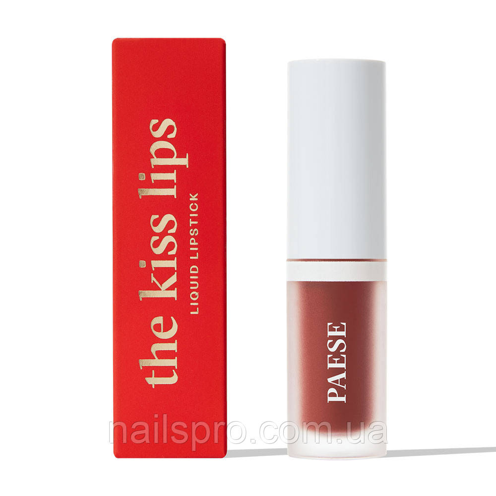 Рідка помада для губ матова з вітаміном Е Paese The Kiss Lips Liquid Lipstick 04 rusty red, 3.4 мл