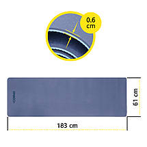 Килимок спортивний Cornix TPE 183 x 61 x 0.6 см для йоги та фітнесу XR-0003 Blue/Sky Blue Poland, фото 3