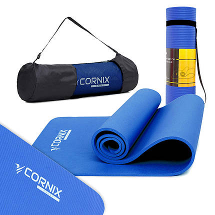 Килимок спортивний Cornix NBR 183 x 61 x 1 см для йоги та фітнесу XR-0009 Blue Poland, фото 1
