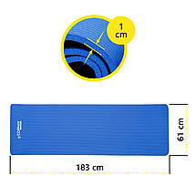 Килимок спортивний Cornix NBR 183 x 61 x 1 см для йоги та фітнесу XR-0009 Blue Poland, фото 2