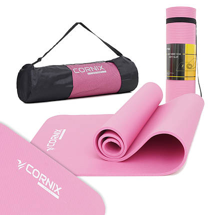Килимок спортивний Cornix NBR 183 x 61 x 1 см для йоги та фітнесу XR-0010 Pink Poland, фото 1