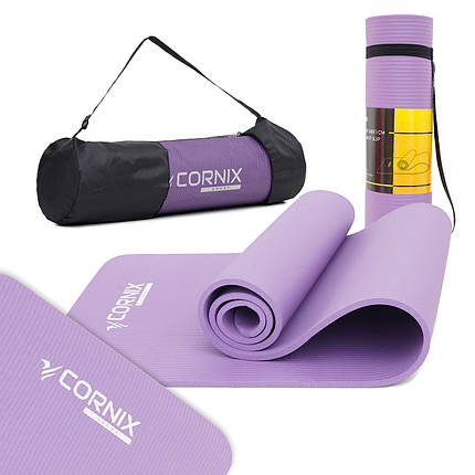 Килимок спортивний Cornix NBR 183 x 61 x 1 см для йоги та фітнесу XR-0011 Violet Poland, фото 1