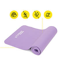Килимок спортивний Cornix NBR 183 x 61 x 1 см для йоги та фітнесу XR-0011 Violet Poland, фото 2