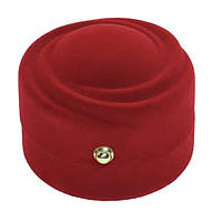 Футляр круглий із візерунком червоний оксамит для ювелірних виробів під кільце або прикраси розмір 6Х6Х4.5 см люкс