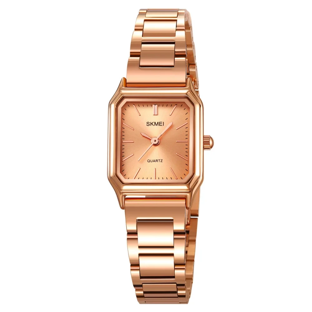Жіночий прямокутний годинник Skmei 2237RG Rose Gold зі сталевим браслетом