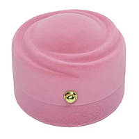 Футляр круглий із візерунком рожевий оксамит для ювелірних виробів під кільце або прикрашання розмір 6Х6Х4.5 см люкс