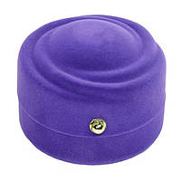 Футляр круглий із візерунком фіолетовий оксамит для ювелірних виробів під кільце або прикрашання розмір 6Х6Х4.5 см люкс