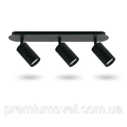 ML311- 3 свiтильник накладний MR16/GU 10 чорний круг потріійний поворотний, фото 1