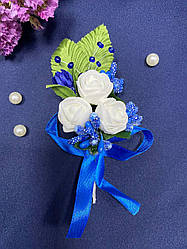 Весільна бутоньєрка для нареченого, свідків та гостей синя. Бутоньєрка на весілля.