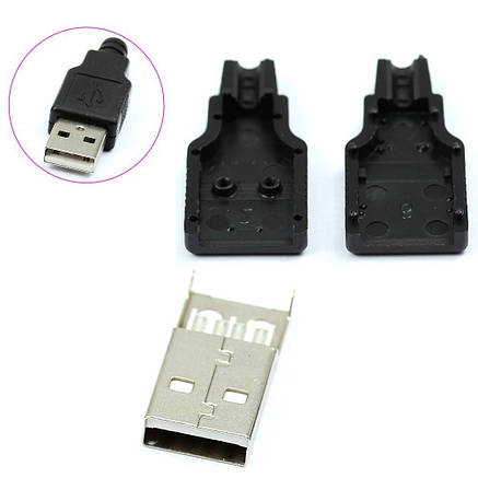 USB роз'єм штекер розбірної 4pin, фото 3