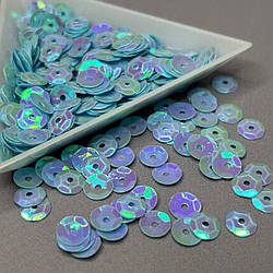 5 г - Паєтка кругла шестигранник голограма 7 мм - блакитний з АВ