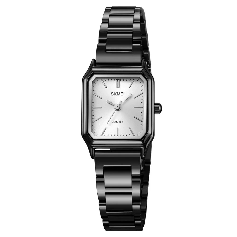 Жіночий прямокутний годинник Skmei 2237BKSI Black-Silver зі сталевим браслетом