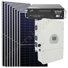 6кВт гібридна сонячна станція з ФЕМ 5,8 кВт АКБ LiFePO4 51,2В з резервом 5,1 кВт*год Deye