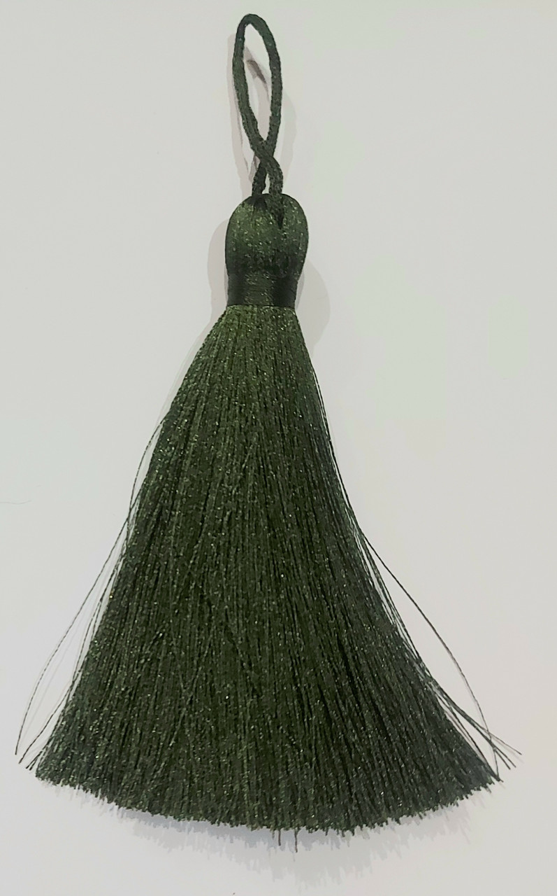 Кисти шелковые декоративные ( 1 шт ) Китиця декоративна велика 10-11 см, хакі темний, 1 шт.