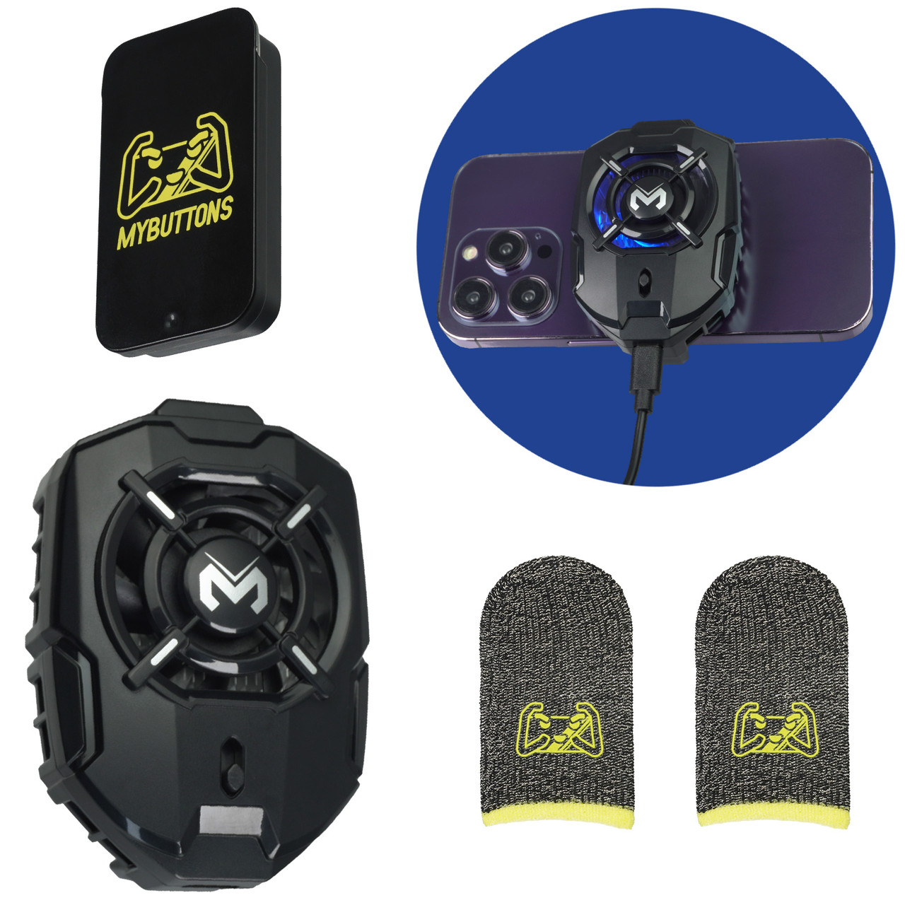 Комплект 4в1 кулер з Пельтьє для охолодження смартфона MEMO DLA7 + напальчники + кейс коробка, фото 1