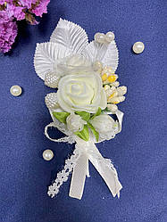 Весільна бутоньєрка для нареченого, свідків та гостей айворі. Бутоньєрка на весілля.