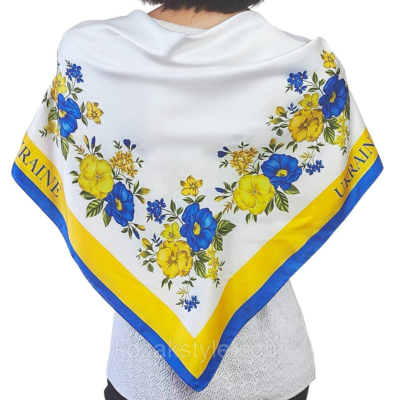 Хустка Квіти Ukraine 90*90 штучний шовк