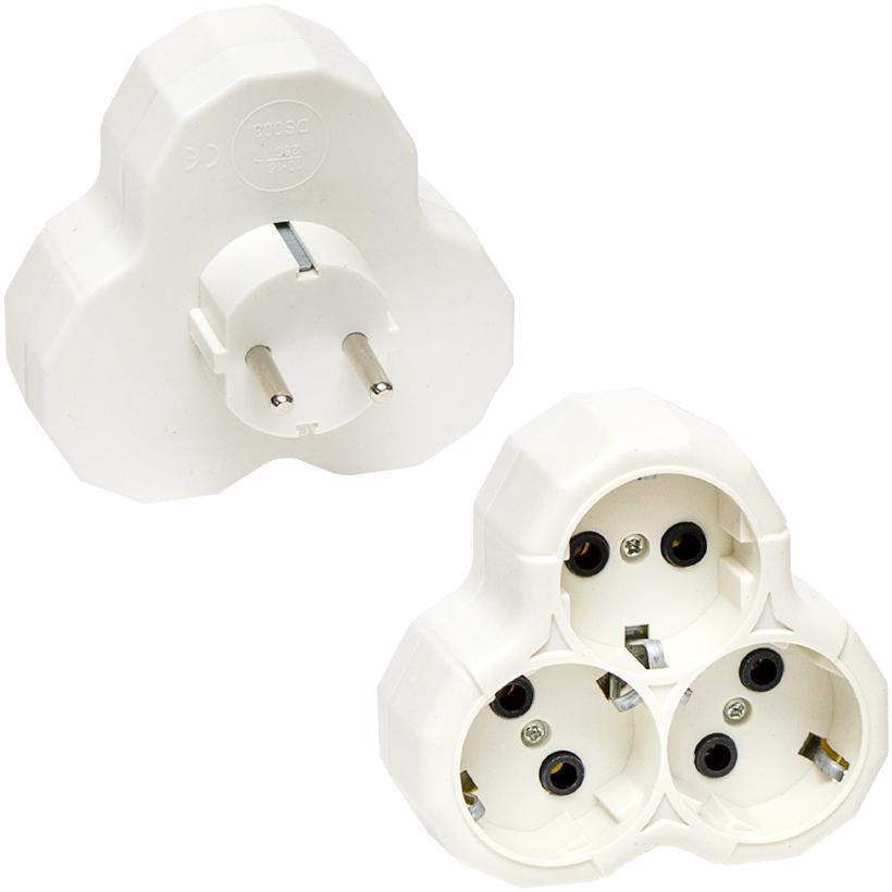 Трійник електричний білий "Ромашка" 10*9 см. (62003), фото 1