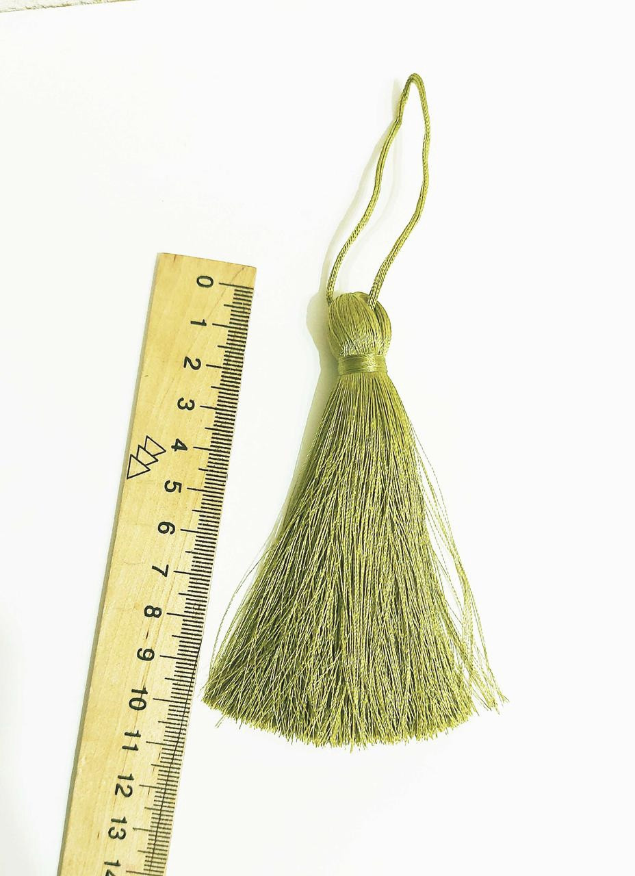 Китиця текстильна декоративна шовкова велика,1шт, оливковий світлий 0233 1шт.