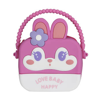 Дитяча сумка Lesko AG-028 Кролик Pink через плече на одне відділення з ремінцем силіконова 10 шт.