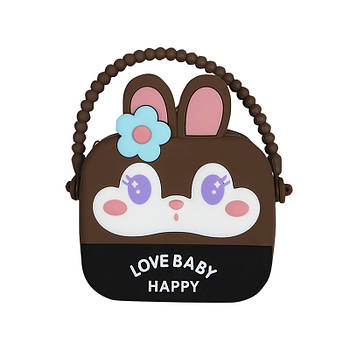 Дитяча сумка Lesko AG-028 Кролик Brown через плече на одне відділення з ремінцем силіконова 9 шт.