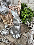 Великодній кролик для прикраси, срібло h 13 см, фото 5
