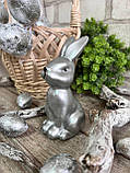 Великодній кролик для прикраси, срібло h 13 см, фото 4