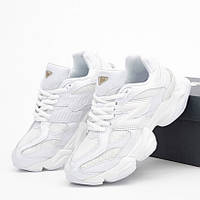 Жіночі кросівки New Balance 9060 весна осінь демісезонні з сіткою білі. Живе фото