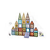 Розвиваючий магнітний конструктор замок великий творчий набір для збірки 3D фігур будівлі 80 блоків наліпки, фото 5