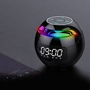 Музична колонка Bluetooth з годинником, радіо та RGB підсвічуванням Kimiso KMS-K12 Чорна, фото 7