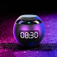 Музична колонка Bluetooth з годинником, радіо та RGB підсвічуванням Kimiso KMS-K12 Чорна, фото 4