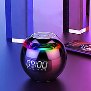 Музична колонка Bluetooth з годинником, радіо та RGB підсвічуванням Kimiso KMS-K12 Чорна, фото 2