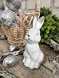 Великодній кролик для прикраси, білий зі сріблом h 13 см, фото 2