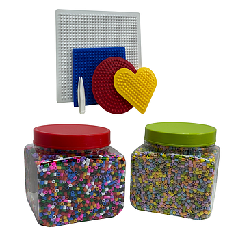 Набір дитячої термомозаїки IKEA PYSSLA з формочками + пінцет 7 предметів Різні кольори