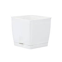 Горщик для квітів 14 см х 14 см білий Юніпласт