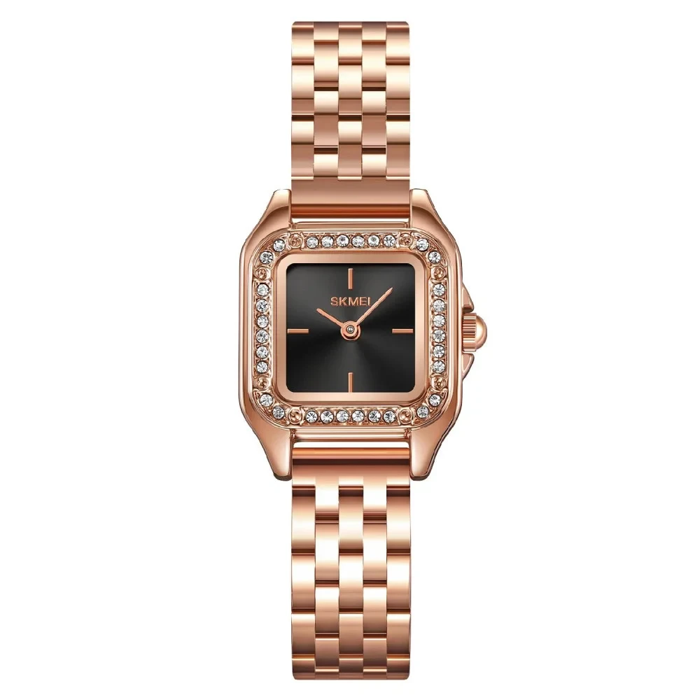 Жіночий квадратний годинник Skmei 2181RG Rose Gold зі сталевим браслетом