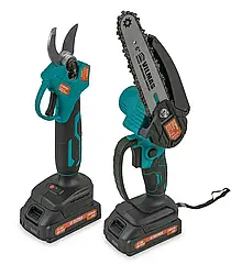 Комплект акумуляторного інструменту VILMAS (секатор, міні-пила, 2 акум., зарядний пристрій)