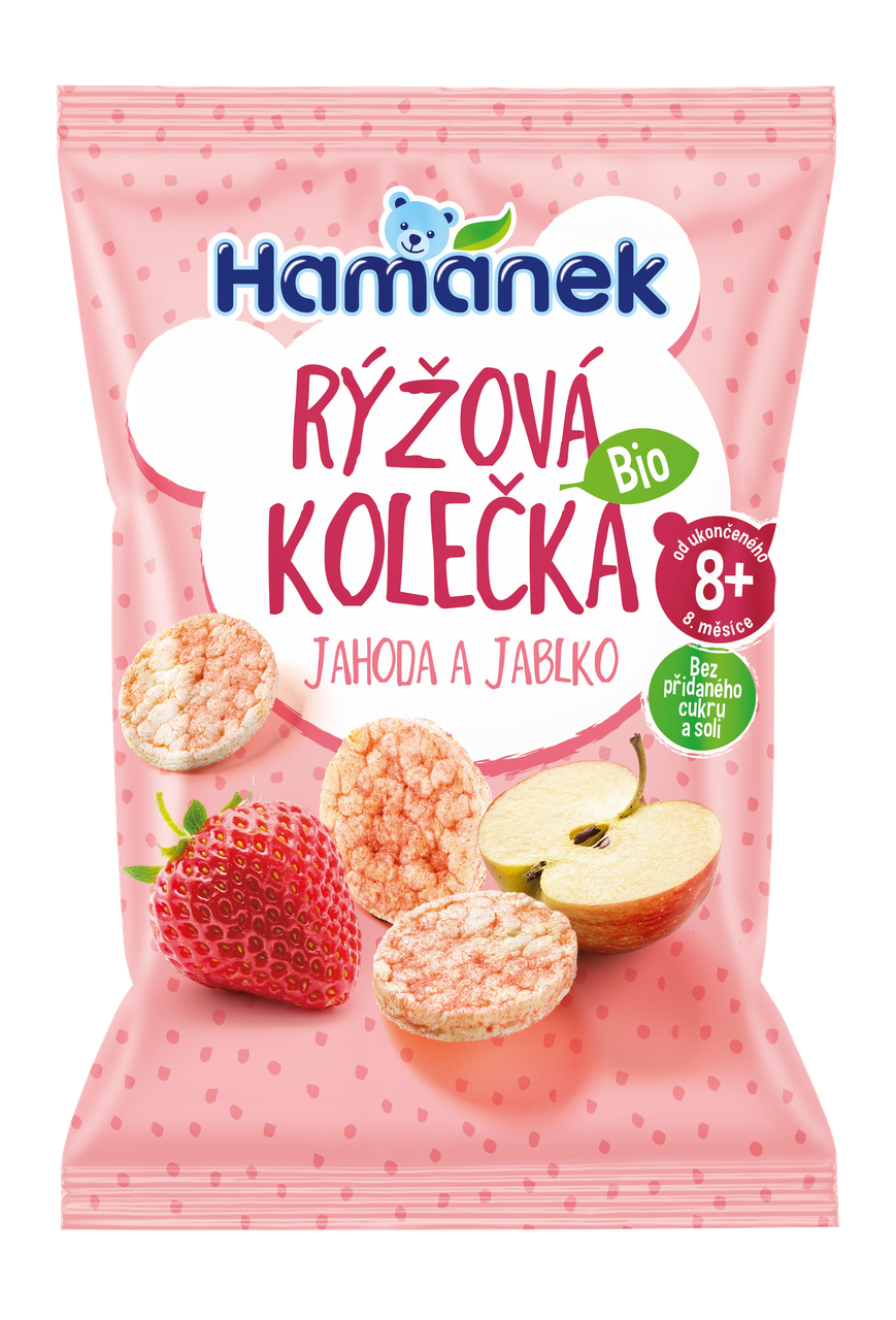 Органічні рисові хлібці  Полуниця та яблуко 35г Hamánek