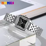 Жіночий квадратний годинник Skmei 2181SI Silver зі сталевим браслетом, фото 3