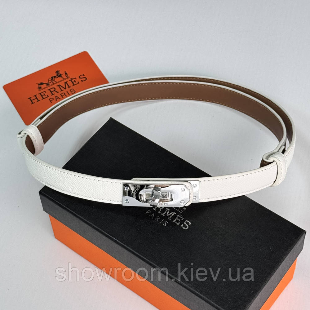 Жіночий шкіряний ремінь Hermes Гермес (280-2) білий