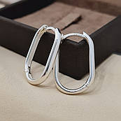 Сережки конго срібні овальні гладкі гладкі без каменів