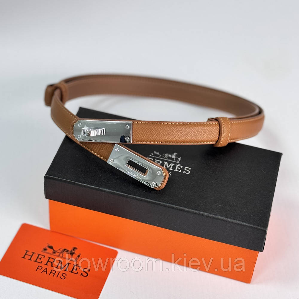 Жіночий шкіряний ремінь Hermes Гермес (280-2) коричневий